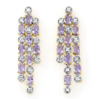 Genuine 4.08 ctw Tanzanite & Diamond Earrings 14K Gold : Genuine 4.08 ctw Tanzanite & Diamond Earrings 14K Gold * MSRP $3390 ---- Diamond: 24 Round cut @ 0.33 ctw---- Clarity: SI-I---- Color: H-K----Gemstone: Natural Tanzanite----Gemstone color: Purple----G