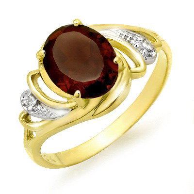 Genuine 2.03 ctw Garnet & Diamond Ring 10K Yellow Gold: Genuine 2.03 ctw Garnet & Diamond Ring 10K Yellow Gold * MSRP $480 ---- Diamond: 2 Round cut @ 0.03 ctw---- Clarity: SI-I---- Color: H-K----Gemstone: Natural Garnet----Gemstone color: Red----Gemstone 
