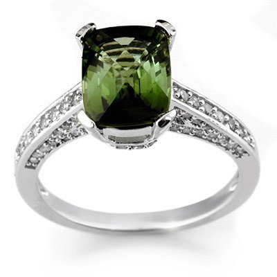 Genuine 3.5ctw Green Tourmaline & Diamond Ring 14K Gold: Genuine 3.5ctw Green Tourmaline & Diamond Ring 14K Gold - Retails for $2410 ---- Diamond: 62 Round cut @ 0.50 ctw---- Clarity: SI-I---- Color: H-K----Gemstone: Natural Tourmaline----Gemstone color: Gr