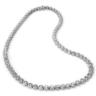 Natural 9.0 ctw Diamond Necklace 14K White Gold: Natural 9.0 ctw Diamond Necklace 14K White Gold - Retails for $26910 ---- Diamond: 75 Round cut @ 9.0 ctw---- Clarity: SI-I---- Color: H-K----Metal Purity & Color : 14K Gold-White----Gold weight: 37.4