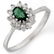 Genuine 0.60 ctw Emerald & Diamond Ring 14K White Gold