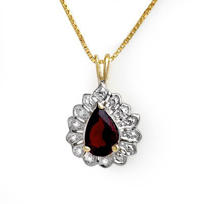 Genuine 1.0 ctw Garnet Pendant 10K Yellow Gold: Genuine 1.0 ctw Garnet Pendant 10K Yellow Gold * MSRP $360 ---- Gemstone: Natural Garnet----Gemstone color: Red----Gemstone quality: Good-to-Very Good----Gemstone Cut & Weight: 1 Pear cut @ 1.0 ctw---