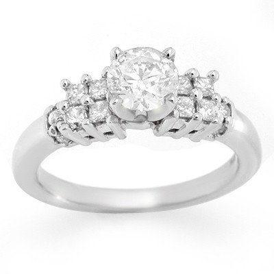 Natural 1.20 ctw Diamond Solitaire Ring 14K White Gold: Natural 1.20 ctw Diamond Solitaire Ring 14K White Gold - Retails for $7480 ---- Diamond: 7 Round cut & 8 Princess cut @ 1.20 ctw---- Clarity: SI-I---- Color: H-K----Metal Purity & Color : 14K Gold-Whi
