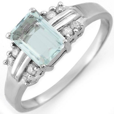 Genuine 1.41 ctw Aquamarine & Diamond Ring 10K Gold: Genuine 1.41 ctw Aquamarine & Diamond Ring 10K Gold - Retails for $850 ---- Diamond: 8 Round cut @ 0.16 ctw---- Clarity: SI-I---- Color: H-K----Gemstone: Natural Aquamarine----Gemstone color: Aqua----