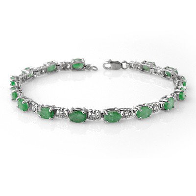 Genuine 8.10 ctw Emerald Bracelet 10K White Gold: Genuine 8.10 ctw Emerald Bracelet 10K White Gold * MSRP $1870 ---- Gemstone: Natural Emerald----Gemstone color: Green----Gemstone quality: Good-to-Very Good----Gemstone Cut & Weight: 15 Oval cut @ 8.1