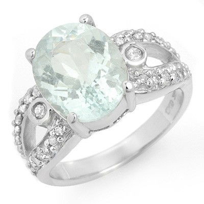 Genuine 4.75 ctw Aquamarine & Diamond Ring 10K Gold: Genuine 4.75 ctw Aquamarine & Diamond Ring 10K Gold * MSRP $2750 ---- Diamond: 30 Round cut @ 0.50 ctw---- Clarity: SI-I---- Color: H-K----Gemstone: Natural Aquamarine----Gemstone color: Aqua----Gemst