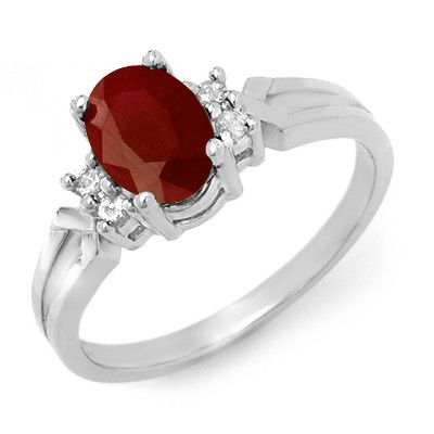 Genuine 1.29 ctw Ruby & Diamond Ring 10K White Gold: Genuine 1.29 ctw Ruby & Diamond Ring 10K White Gold * MSRP $780 ---- Diamond: 4 Round cut @ 0.08 ctw---- Clarity: SI-I---- Color: H-K----Gemstone: Natural Ruby----Gemstone color: Red----Gemstone quali