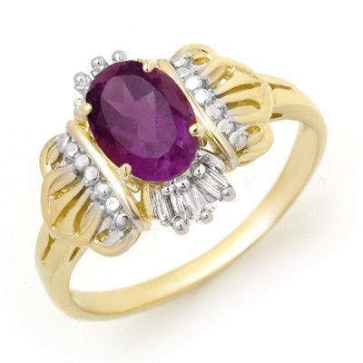 Genuine 0.77 ctw Amethyst & Diamond Ring 10k Gold: Genuine 0.77 ctw Amethyst & Diamond Ring 10k Gold * MSRP $600 ---- Diamond: 6 Baguette cut 0.05 ctw----Diamond clarity: SI3-I1----Diamond color: I-J----Gemstone: Natural Amethyst ----Gemstone color: P