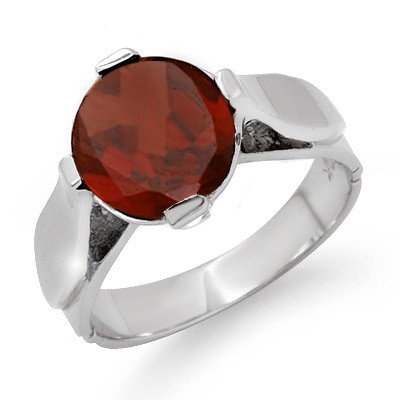 Genuine 3.5 ctw Garnet Solitaire Ring 10K White Gold: Genuine 3.5 ctw Garnet Solitaire Ring 10K White Gold * MSRP $990 ---- Gemstone: Natural Garnet----Gemstone color: Red----Gemstone quality: Good-to-Very Good----Gemstone Cut & Weight: 1 Oval cut @ 3.50