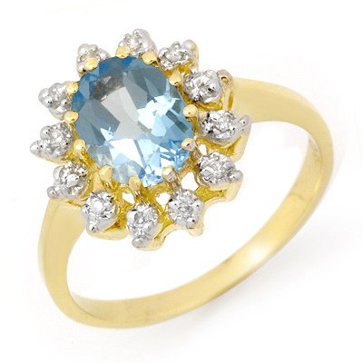 Genuine 1.51 ctw Blue Topaz & Diamond Ring Yellow Gold: Genuine 1.51 ctw Blue Topaz & Diamond Ring Yellow Gold * MSRP $730 ---- Diamond: 12 Round cut @ 0.11 ctw---- Clarity: SI-I---- Color: H-K----Gemstone: Natural Topaz----Gemstone color: Blue----Gemstone