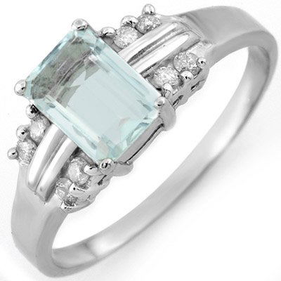 Genuine 1.41 ctw Aquamarine & Diamond Ring 10K Gold: Genuine 1.41 ctw Aquamarine & Diamond Ring 10K Gold - Retails for $850 ---- Diamond: 8 Round cut @ 0.16 ctw---- Clarity: SI-I---- Color: H-K----Gemstone: Natural Aquamarine----Gemstone color: Aqua----