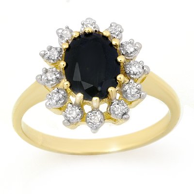 Genuine 2.04 ctw Sapphire & Diamond Ring 10K Yellow Gol: Genuine 2.04 ctw Sapphire & Diamond Ring 10K Yellow Gold * MSRP $730 ---- Diamond: 12 Round cut @ 0.11 ctw---- Clarity: SI-I---- Color: H-K----Gemstone: Natural Sapphire----Gemstone color: Blue----Gem