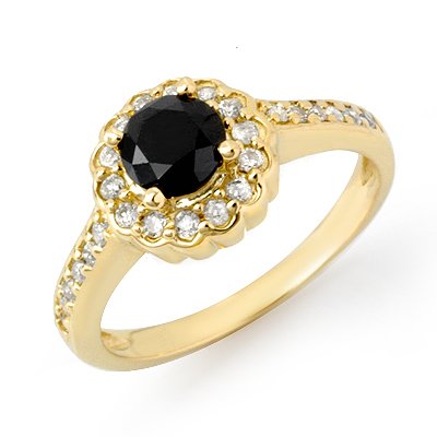 Natural 1.0 ctw Black & White Diamond Ring 14K Yellow G: Natural 1.0 ctw Diamond Ring 14K Yellow Gold - Retails for $1950 ---- Diamond: 27 Round cut @ 1.0 ctw---- Clarity: SI-I/ Opaque---- Color: H-K/ Black----Metal Purity & Color : 14K Gold-Yellow----Gold 