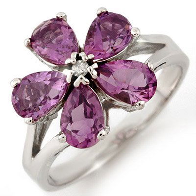 Genuine 2.52ctw Amethyst & Diamond Ring 10K White Gold: Genuine 2.52ctw Amethyst & Diamond Ring 10K White Gold - Retails for $660 ---- Diamond: 1 Round cut @ 0.02 ctw---- Clarity: SI-I---- Color: H-K----Gemstone: Natural Amethyst----Gemstone color: Purple-