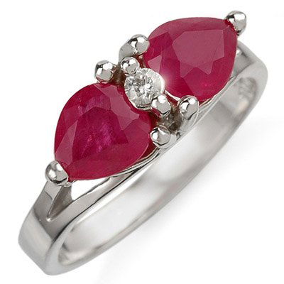 Genuine 2.05 ctw Ruby & Diamond Ring 10K White Gold: Genuine 2.05 ctw Ruby & Diamond Ring 10K White Gold - Retails for $820 ---- Diamond: 1 Round cut @ 0.05 ctw---- Clarity: SI-I---- Color: H-K----Gemstone: Natural Ruby----Gemstone color: Red----Gemston
