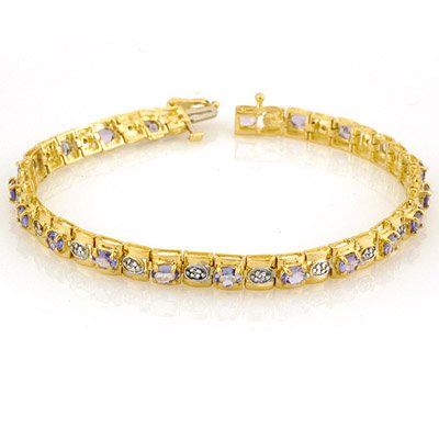 Genuine 3.14 ctw Tanzanite & Diamond Bracelet 10K Gold: Genuine 3.14 ctw Tanzanite & Diamond Bracelet 10K Gold - Retails for $2410 ---- Diamond: 18 Round cut @ 0.09 ctw---- Clarity: SI-I---- Color: H-K----Gemstone: Natural Tanzanite----Gemstone color: Purp