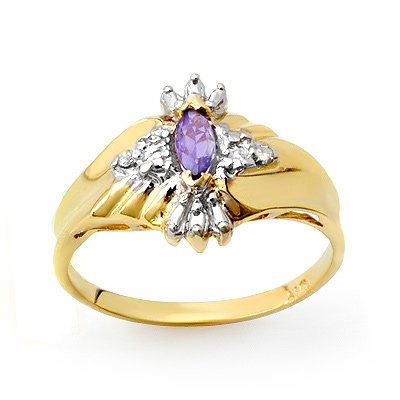 Genuine 0.22 ctw Tanzanite & Diamond Ring 10K Gold: Genuine 0.22 ctw Tanzanite & Diamond Ring 10K Gold * MSRP $560 ---- Diamond: 2 Round cut @ 0.02 ctw---- Clarity: SI-I---- Color: H-K----Gemstone: Natural Tanzanite----Gemstone color: Purple----Gemston