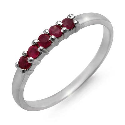 Genuine 0.25 ctw Ruby Ladies Ring 10K White Gold: Genuine 0.25 ctw Ruby Ladies Ring 10K White Gold * MSRP $330 ---- Gemstone: Natural Ruby----Gemstone color: Red----Gemstone quality: Good-to-Very Good----Gemstone Cut & Weight: 5 Round cut @ 0.25 ctw-