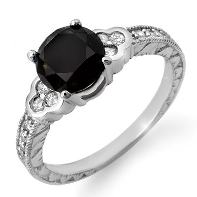 Natural 2.52 ctw Black & White Diamond Ring 14K White G: Natural 2.52 ctw Diamond Ring 14K White Gold - Retails for $2540 ---- Diamond: 17 Round cut @ 2.52 ctw---- Clarity: SI-I/ Opaque---- Color: H-K/ Black----Metal Purity & Color : 14K Gold-White----Gold 