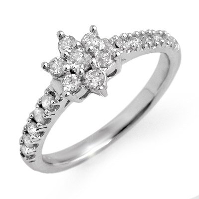 Natural 0.68 ctw Diamond Ring 10K White Gold