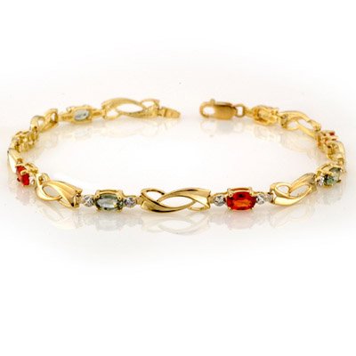 Genuine 2.62 ctw Multi-Sapphire & Diamond Bracelet Gold