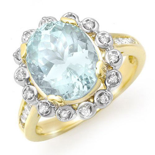 Genuine 5.33 ctw Aquamarine & Diamond Ring 10K Gold: Genuine 5.33 ctw Aquamarine & Diamond Ring 10K Gold * MSRP $3250 ---- Diamond: 24 Round cut @ 0.33 ctw---- Clarity: SI-I---- Color: H-K----Gemstone: Natural Aquamarine----Gemstone color: Aqua----Gemst