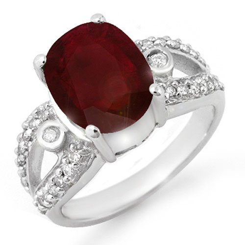 Genuine 4.0 ctw Ruby & Diamond Ring 10K White Gold: Genuine 4.0 ctw Ruby & Diamond Ring 10K White Gold * MSRP $2180 ---- Diamond: 30 Round cut @ 0.50 ctw---- Clarity: SI-I---- Color: H-K----Gemstone: Natural Ruby----Gemstone color: Red----Gemstone qual