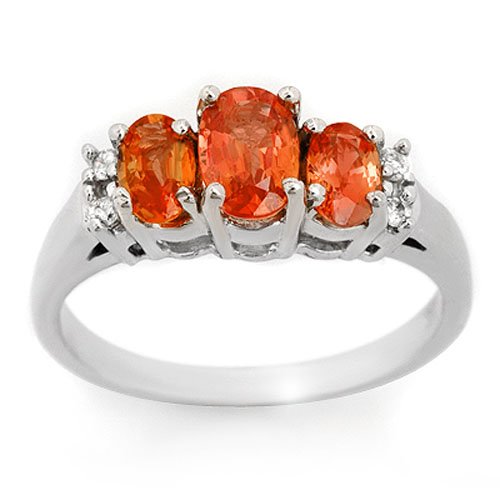 Natural 1.14 ctw Orange Sapphire & Diamond Ring 10K: 10634-REF#20M5GRetail Replacement Value: $2000.00 Natural 1.14 ctw Orange Sapphire & Diamond Ring 10K White Gold Lot No: 10634-1336-10W One gemologically tested Natural 1.14 ctw Orange Sapphire & D