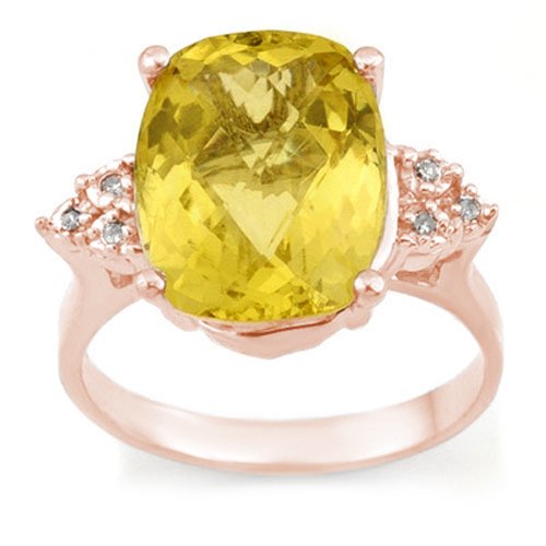 6.10 ctw Lemon Topaz & Diamond Ring 10K Rose Gold -: 10938-REF#-31T8K ---- 6.10 ctw Lemon Topaz & Diamond Ring 10K Rose Gold Designer Brand Luxury Jewelry, made in the USA Retail Price: $2,450 Perfect factory sizing, Most rings at $20 per size up or dow