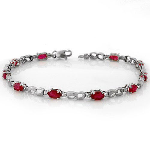 3.51 ctw Ruby & Diamond Bracelet 10K White Gold -: 11400-REF#-29Y3M ---- 3.51 ctw Ruby & Diamond Bracelet 10K White GoldDesigner Brand Luxury Jewelry, made in the USA Retail Price: $1,900 Perfect factory sizing, Most rings at $20 per size up or down M
