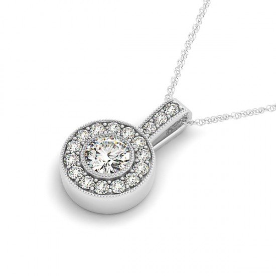 0.4 CTW CERTIFIED SI DIAMOND SOLITAIRE HALO NECKLACE: 30081-REF#-43N3A ---- 0.4 CTW CERTIFIED SI DIAMOND SOLITAIRE HALO NECKLACE 14K GOLD Gold Designer Brand Luxury Jewelry, made in the USA Retail Price: $2,150 Perfect factory sizing, Most rings at $20 p
