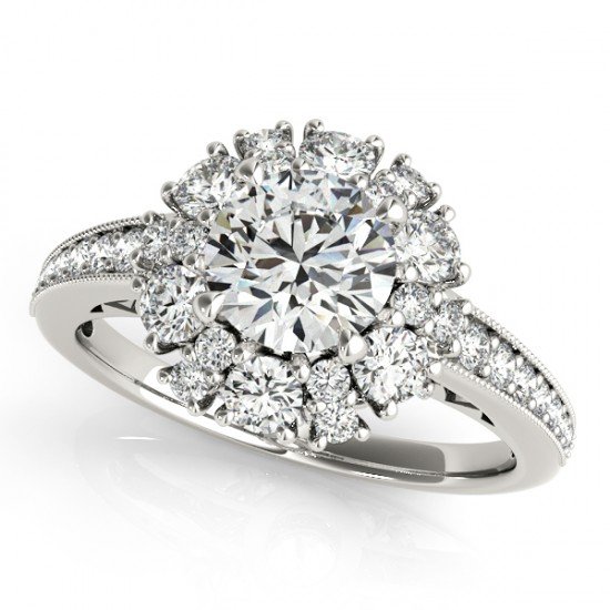 1.91 CTW Certified VS/SI Diamond Bridal Solitaire Halo: 26727-REF#-263T3K ---- 1.91 CTW Certified VS/SI Diamond Bridal Solitaire Halo Ring 18K White Gold Designer Brand Luxury Jewelry, made in the USA Retail Price: $13,000 Perfect factory sizing, Most ring