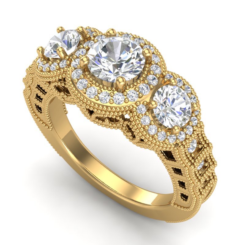 2.16 CTW VS/SI DIAMOND SOLITAIRE ART DECO 3 STONE RING: 36970-REF#-361G8N ---- 2.16 CTW VS/SI DIAMOND SOLITAIRE ART DECO 3 STONE RING 18K Gold Designer Brand Luxury Jewelry, made in the USA Retail Price: $21,900 Perfect factory sizing, Most rings at $20 pe