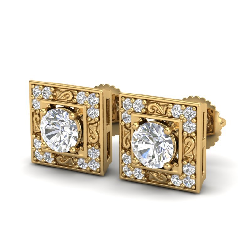 1.63 CTW VS/SI DIAMOND SOLITAIRE ART DECO STUD EARRING: 37270-REF#-254F5V ---- 1.63 CTW VS/SI DIAMOND SOLITAIRE ART DECO STUD EARRING 18K Gold Designer Brand Luxury Jewelry, made in the USA Retail Price: $15,400 Perfect factory sizing, Most rings at $20 pe