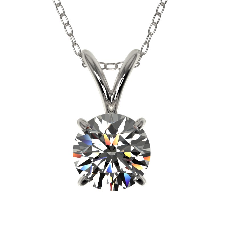 0.77 CTW Certified G-SI Quality Diamond Bridal: 36739-REF#-65F8V ---- .77 CTW Certified G-SI Quality Diamond Bridal Solitaire Necklace Gold Designer Brand Luxury Jewelry, made in the USA Retail Price: $3,600 Perfect factory sizing, Most rings at $2