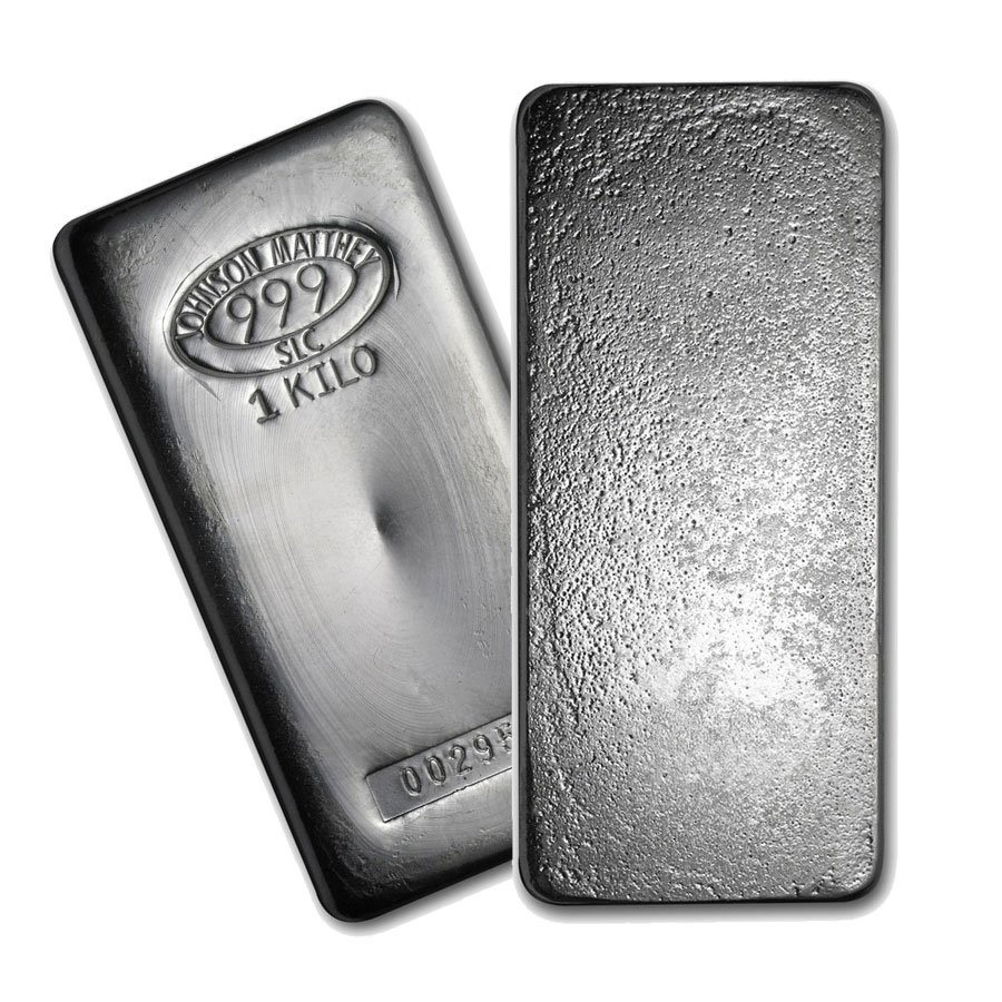 One piece 1 kilo 0.999 Fine Silver Bar Johnson Matthey: One piece 1 kilo 0.999 Fine Silver Bar Johnson Matthey - REF#85203