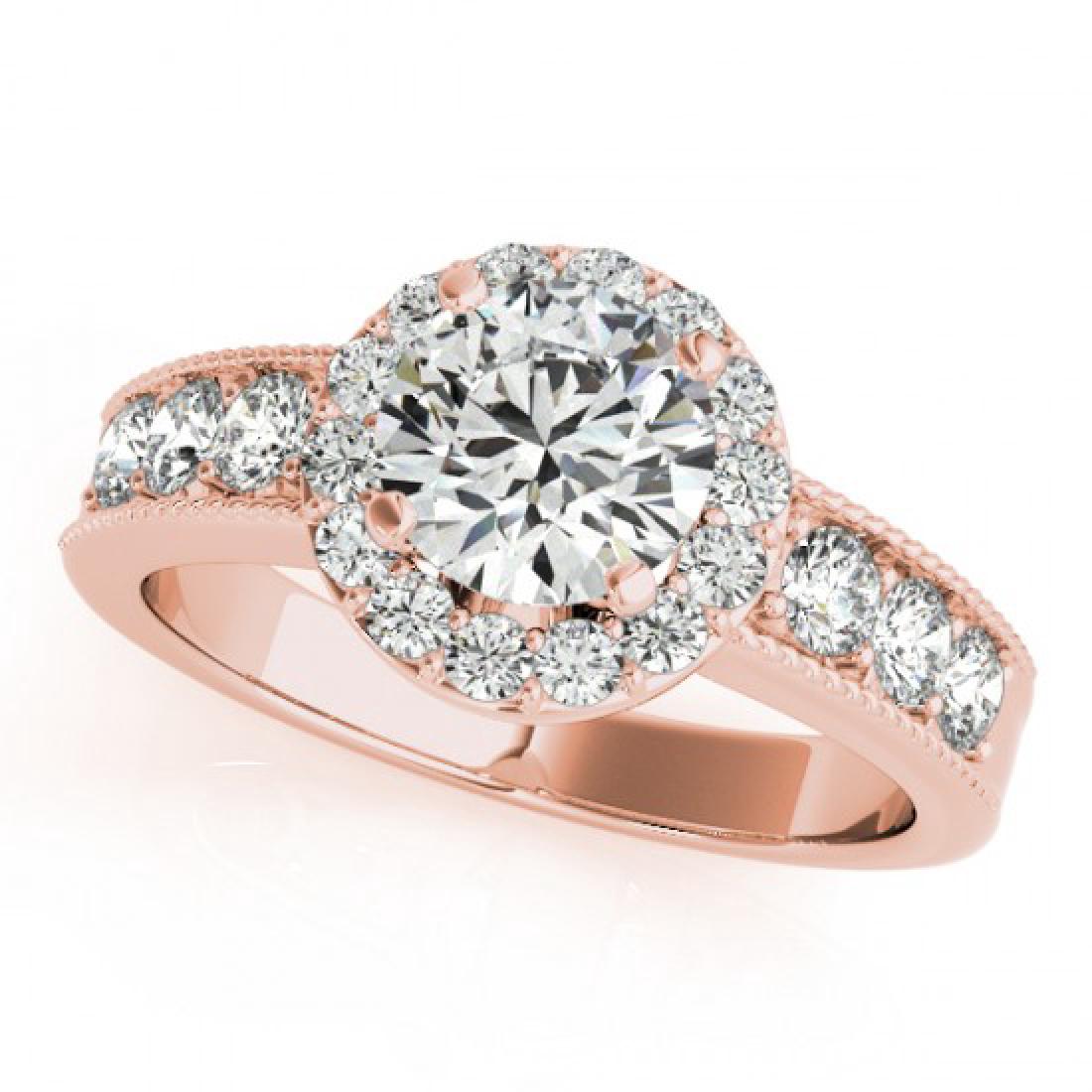 1.6 CTW Certified VS/SI Diamond Bridal Solitaire Halo: 27061-REF#-250H9M ---- 1.6 CTW Certified VS/SI Diamond Bridal Solitaire Halo Ring 18K Rose Gold Gold Designer Brand Luxury Jewelry, made in the USA Retail Price: $12,400 Perfect factory sizing, Most r