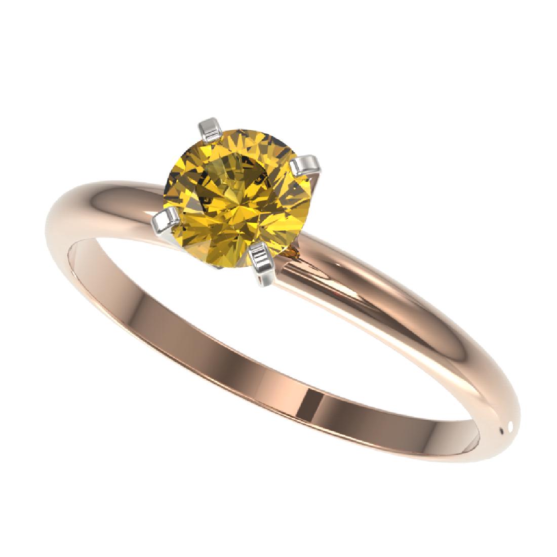 .76 CTW Certified Intense Yellow SI Diamond Solitaire: 36394-REF#-69N5A ---- .76 CTW Certified Intense Yellow SI Diamond Solitaire Engagment Ring Gold Designer Brand Luxury Jewelry, made in the USA Retail Price: $4,200 Perfect factory sizing, Most rings a