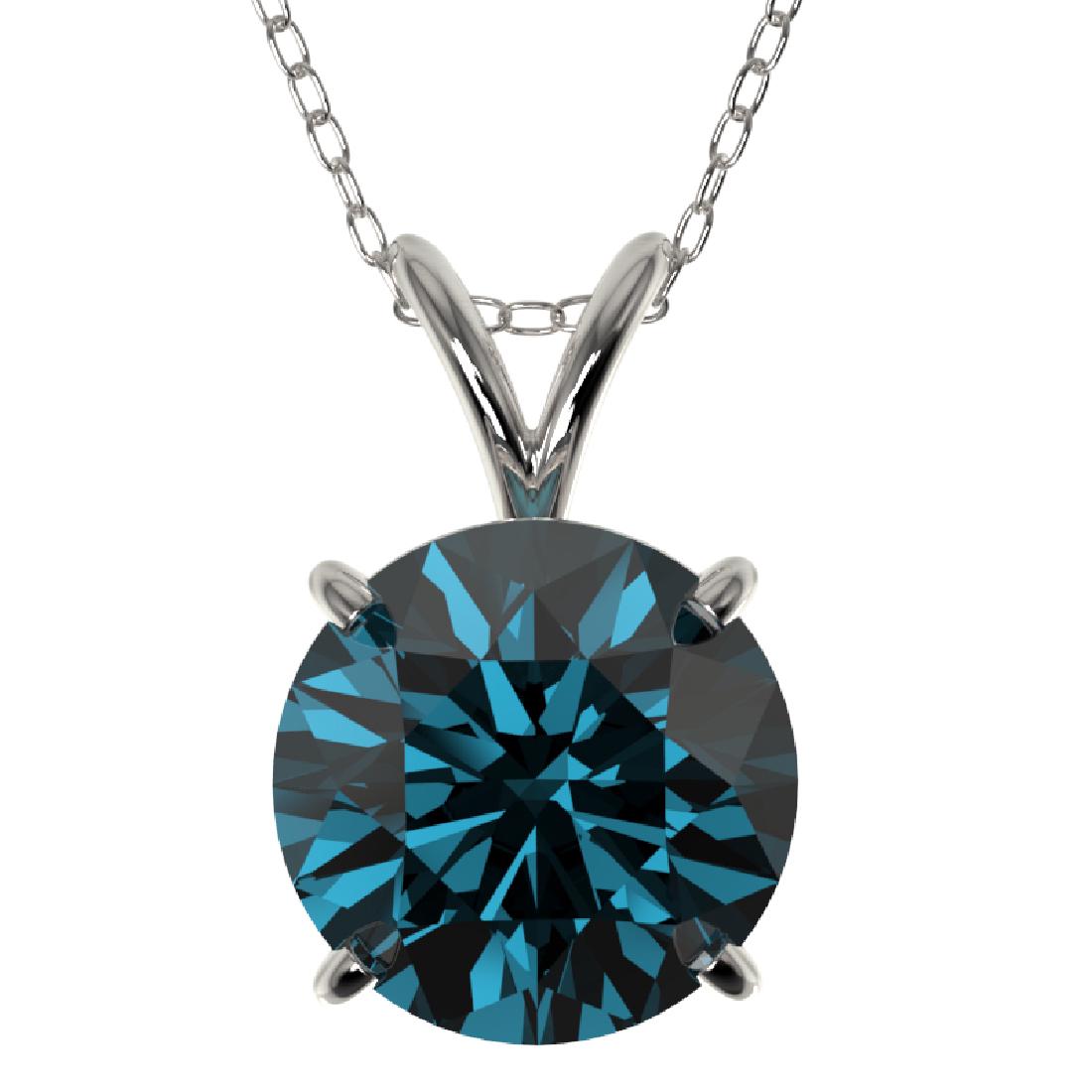 2 CTW Certified Intense Blue SI Diamond Solitaire: 33236-REF#-416G2N ---- 2 CTW Certified Intense Blue SI Diamond Solitaire Necklace Gold Designer Brand Luxury Jewelry, made in the USA Retail Price: $27,450 Perfect factory sizing, Most rings at $20 pe