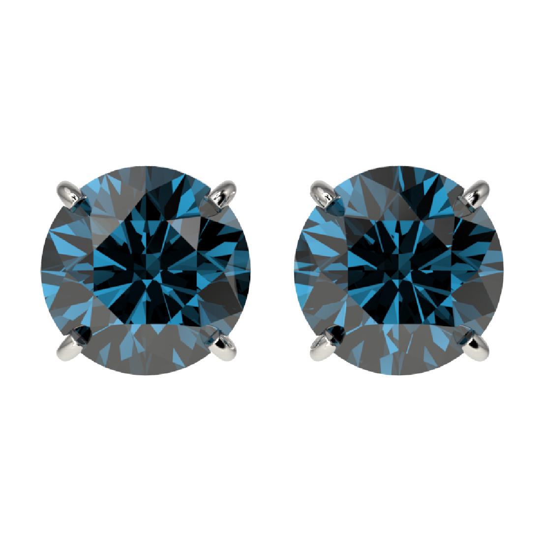 2 CTW Certified Intense Blue SI Diamond Solitaire Stud: 36654-REF#-249A6X ---- 2 CTW Certified Intense Blue SI Diamond Solitaire Stud Earring Gold Designer Brand Luxury Jewelry, made in the USA Retail Price: $16,500 Perfect factory sizing, Most rings at $2