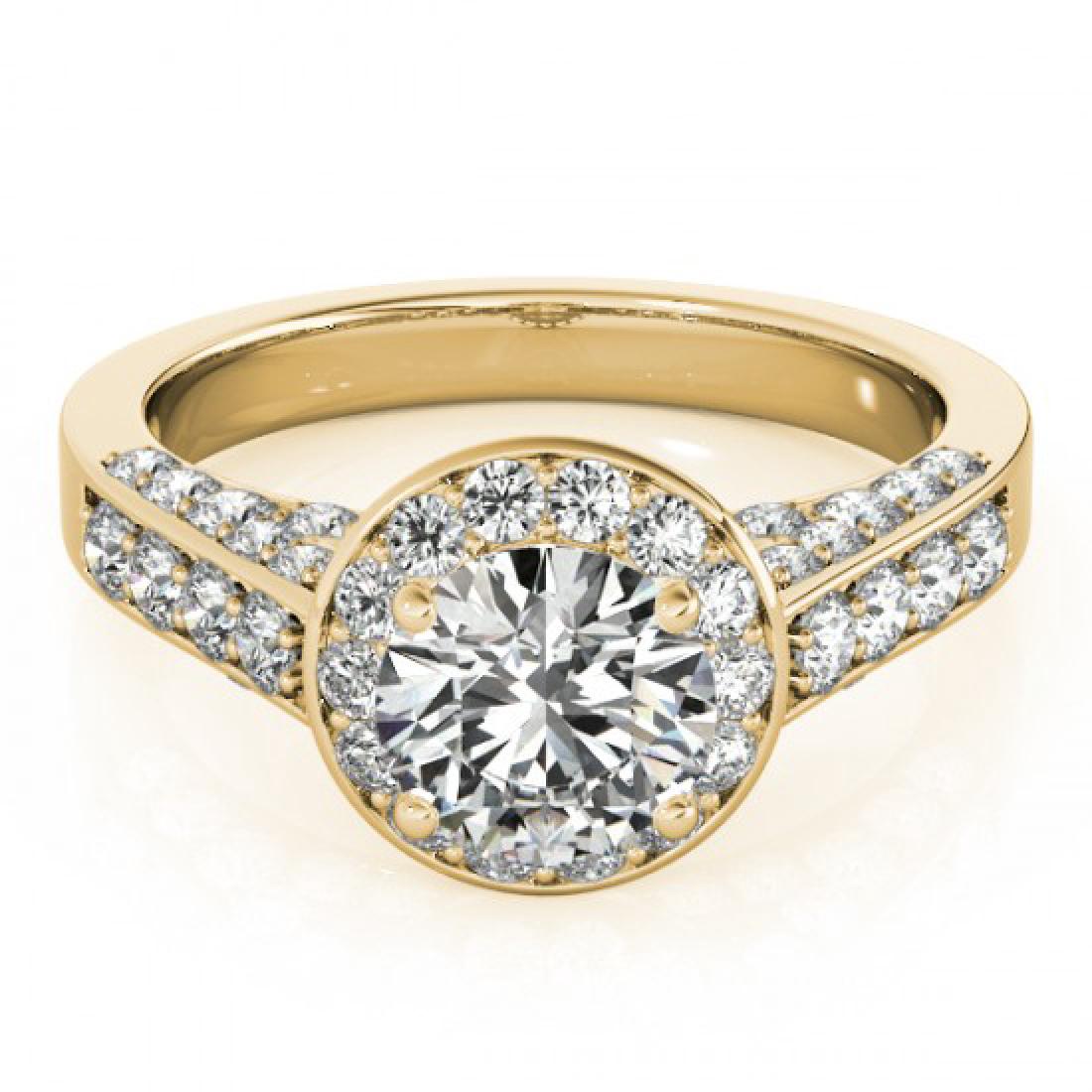 1.5 CTW Certified VS/SI Diamond Bridal Solitaire Halo: 26783-REF#-242M2R ---- 1.5 CTW Certified VS/SI Diamond Bridal Solitaire Halo Ring 18K Yellow Gold Designer Brand Luxury Jewelry, made in the USA Retail Price: $12,000 Perfect factory sizing, Most ring