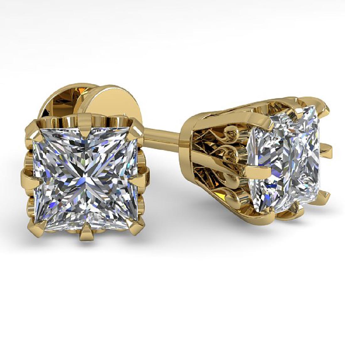 1.0 CTW VS/SI PRINCESS DIAMOND STUD SOLITAIRE EARRING: 35674-REF#-150H2M ---- 1.0 CTW VS/SI PRINCESS DIAMOND STUD SOLITAIRE EARRING 18K Gold Designer Brand Luxury Jewelry, made in the USA Retail Price: $8,250 Perfect factory sizing, Most rings at $20 per 
