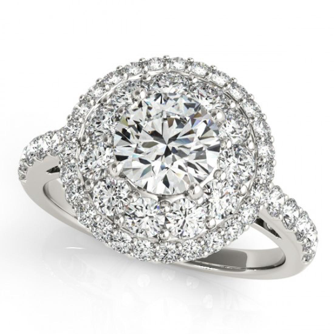 1.5 CTW Certified VS/SI Diamond Bridal Solitaire Halo: 26491-REF#-190V7Y ---- 1.5 CTW Certified VS/SI Diamond Bridal Solitaire Halo Ring 18K White Gold Gold Designer Brand Luxury Jewelry, made in the USA Retail Price: $10,500 Perfect factory sizing, Most 