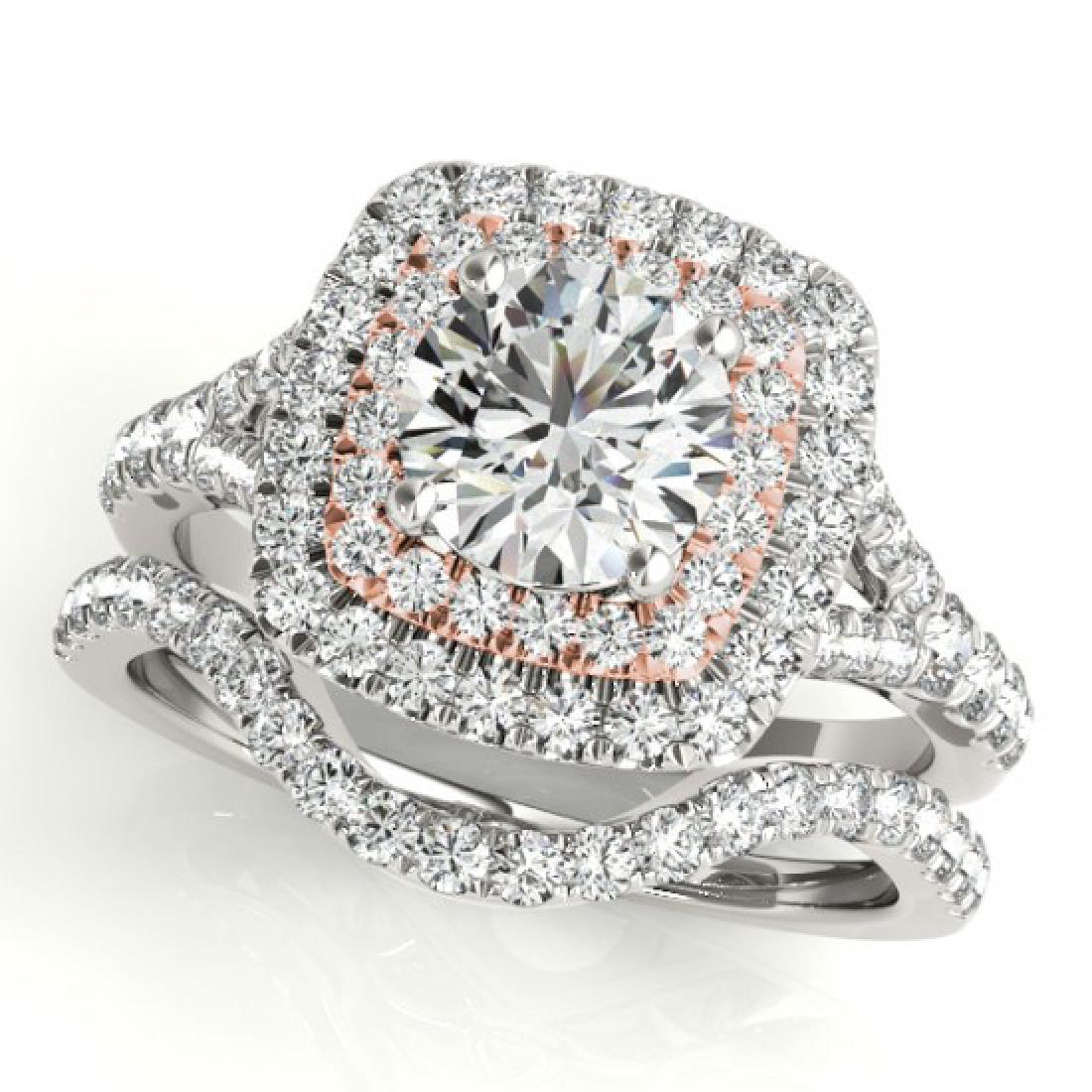 1.67 CTW Certified VS/SI Diamond 2pc Set Solitaire Halo: 30698-REF#-235K3W ---- 1.67 CTW Certified VS/SI Diamond 2pc Set Solitaire Halo 14K Two Tone Gold Designer Brand Luxury Jewelry, made in the USA Retail Price: $12,950 Perfect factory sizing, Most rings