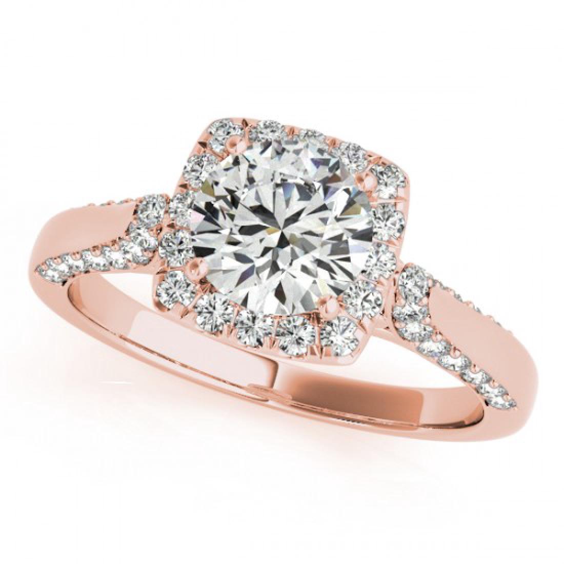 1.5 CTW Certified VS/SI Diamond Bridal Solitaire Halo: 26252-REF#-383K6W ---- 1.5 CTW Certified VS/SI Diamond Bridal Solitaire Halo Ring 18K Rose Gold Gold Designer Brand Luxury Jewelry, made in the USA Retail Price: $19,000 Perfect factory sizing, Most r