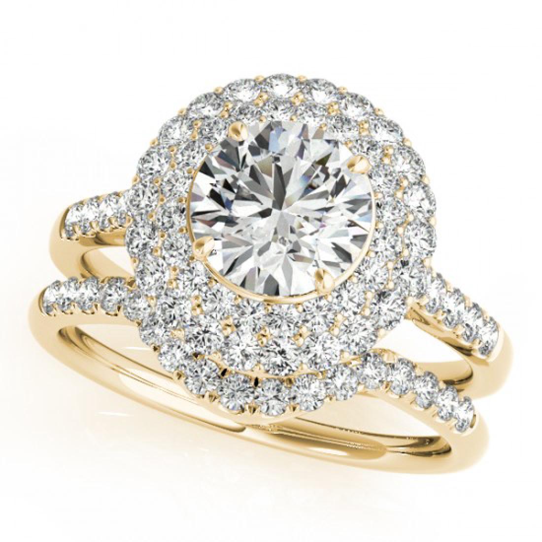 1.52 CTW Certified VS/SI Diamond 2pc Wedding Set: 30899-REF#-167F6V ---- 1.52 CTW Certified VS/SI Diamond 2pc Wedding Set Solitaire Halo 14K Gold Designer Brand Luxury Jewelry, made in the USA Retail Price: $8,300 Perfect factory sizing, Most rings a