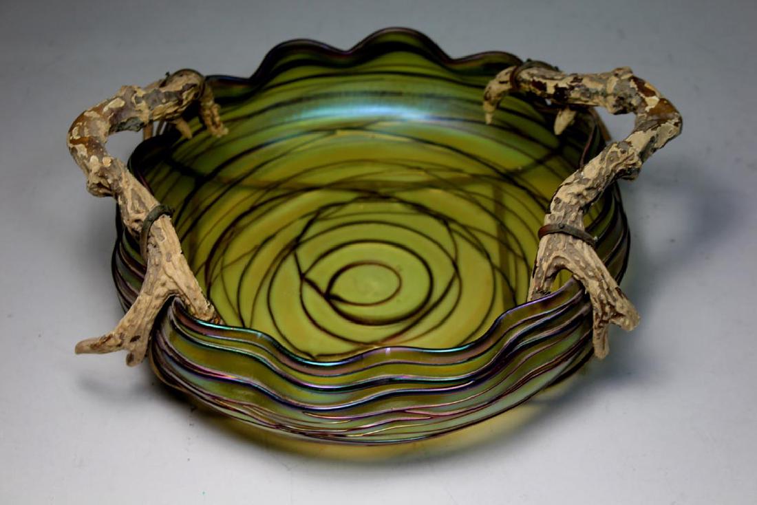 Austrian Threaded Art Glass Bowl (1 of 3)