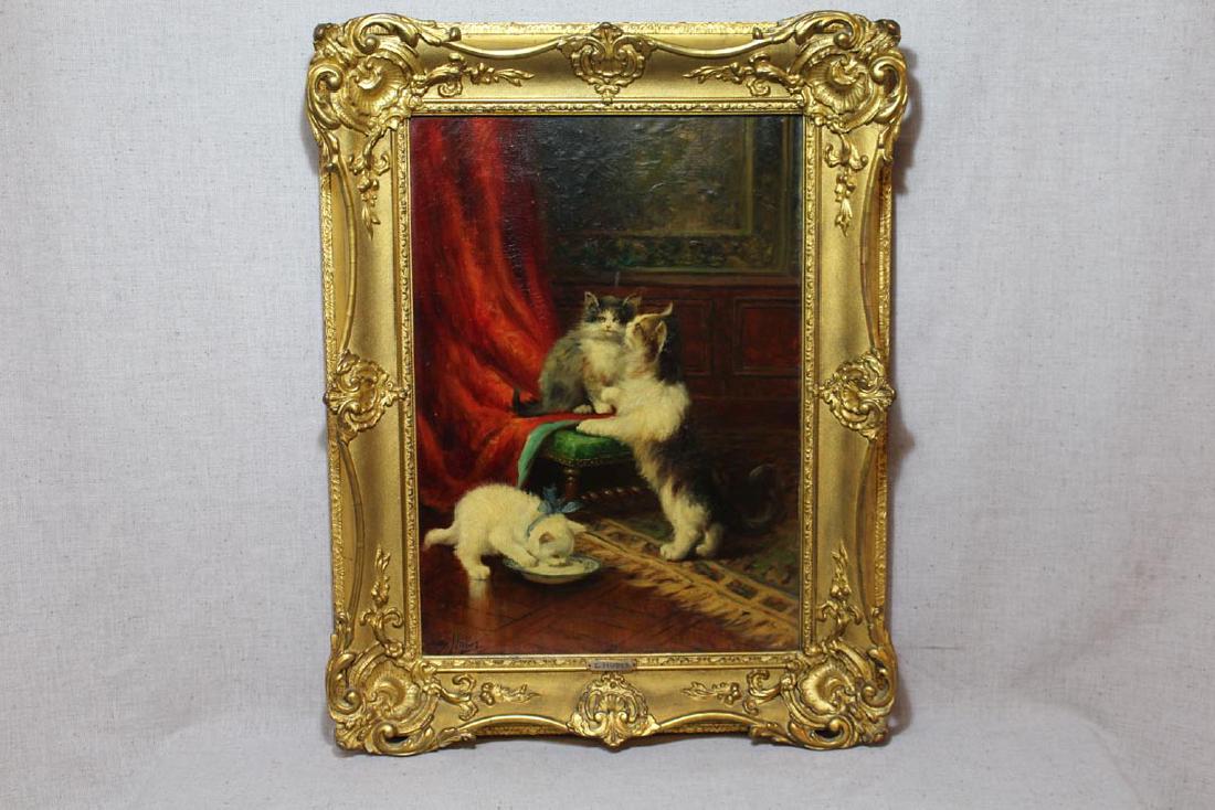 Leon Huber (Fr. 1858 - 1928) Painting Of Cats (1 of 5)