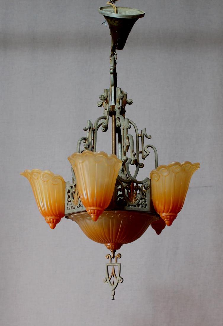 Original Art Deco Lincoln Chandelier (1 of 3)
