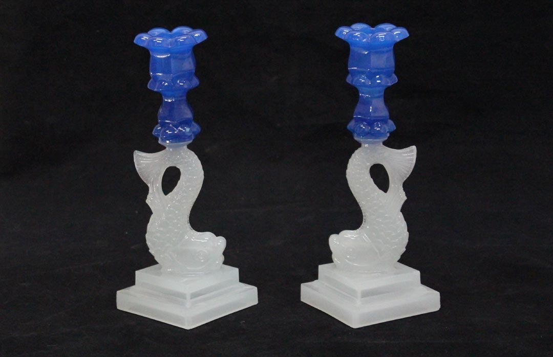 Dolphin Alabaster And Blue Candlesticks (1 of 4)